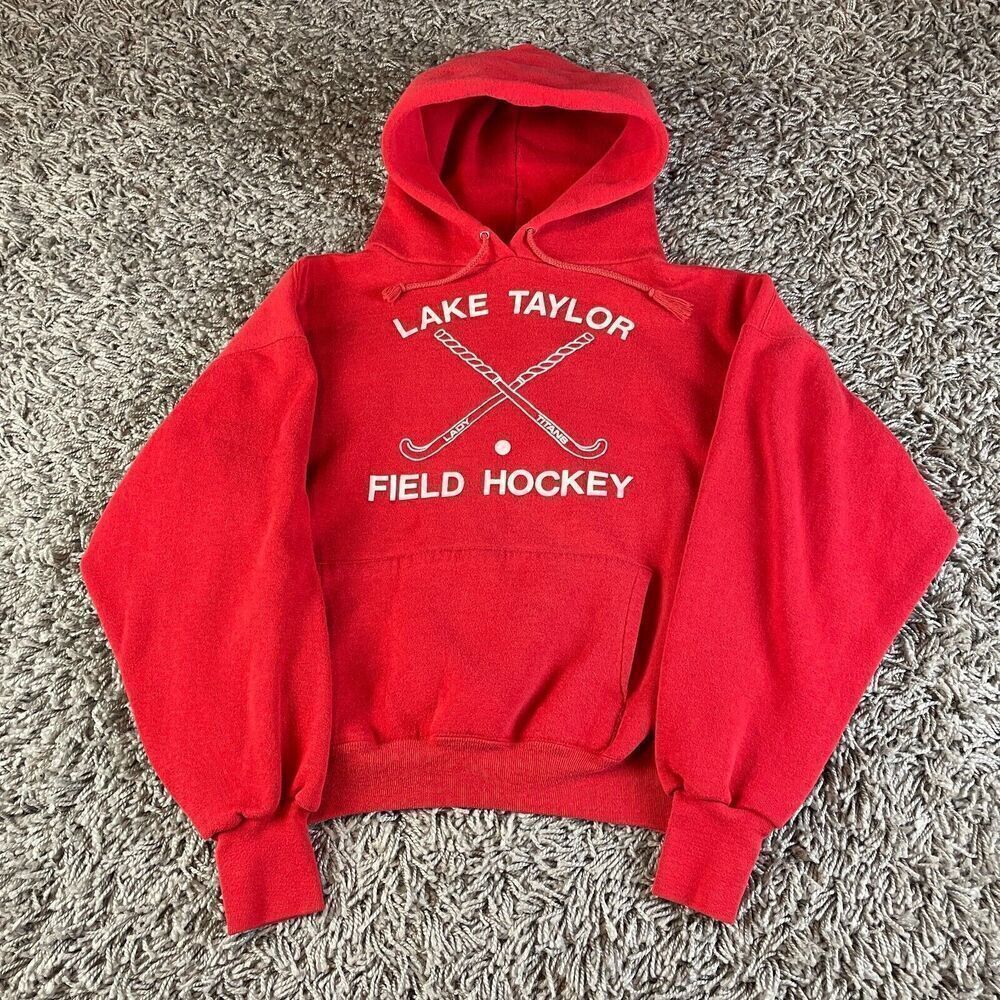 Vintage 90s Hoodie Mens Large L Made in USA Field Hockey Sports Faded Grunge Y2K